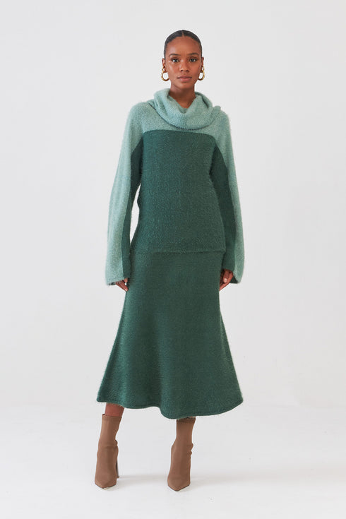 Saia Midi Em Tricot Peluche Pinheiro